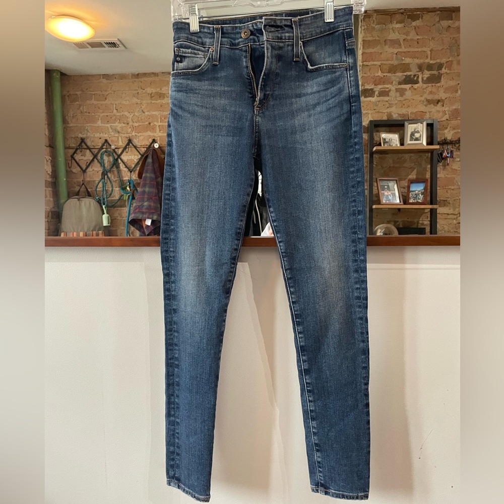 Ag Adriano Goldschmied Skinny Blue Jeans with Stretch